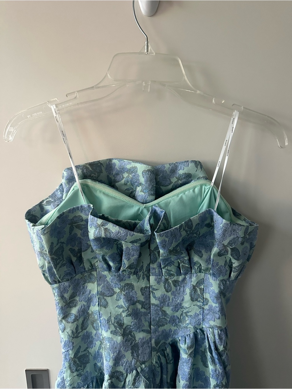 Elliatt Strapless Blue Floral High-Low Gown - Picture 6 of 8